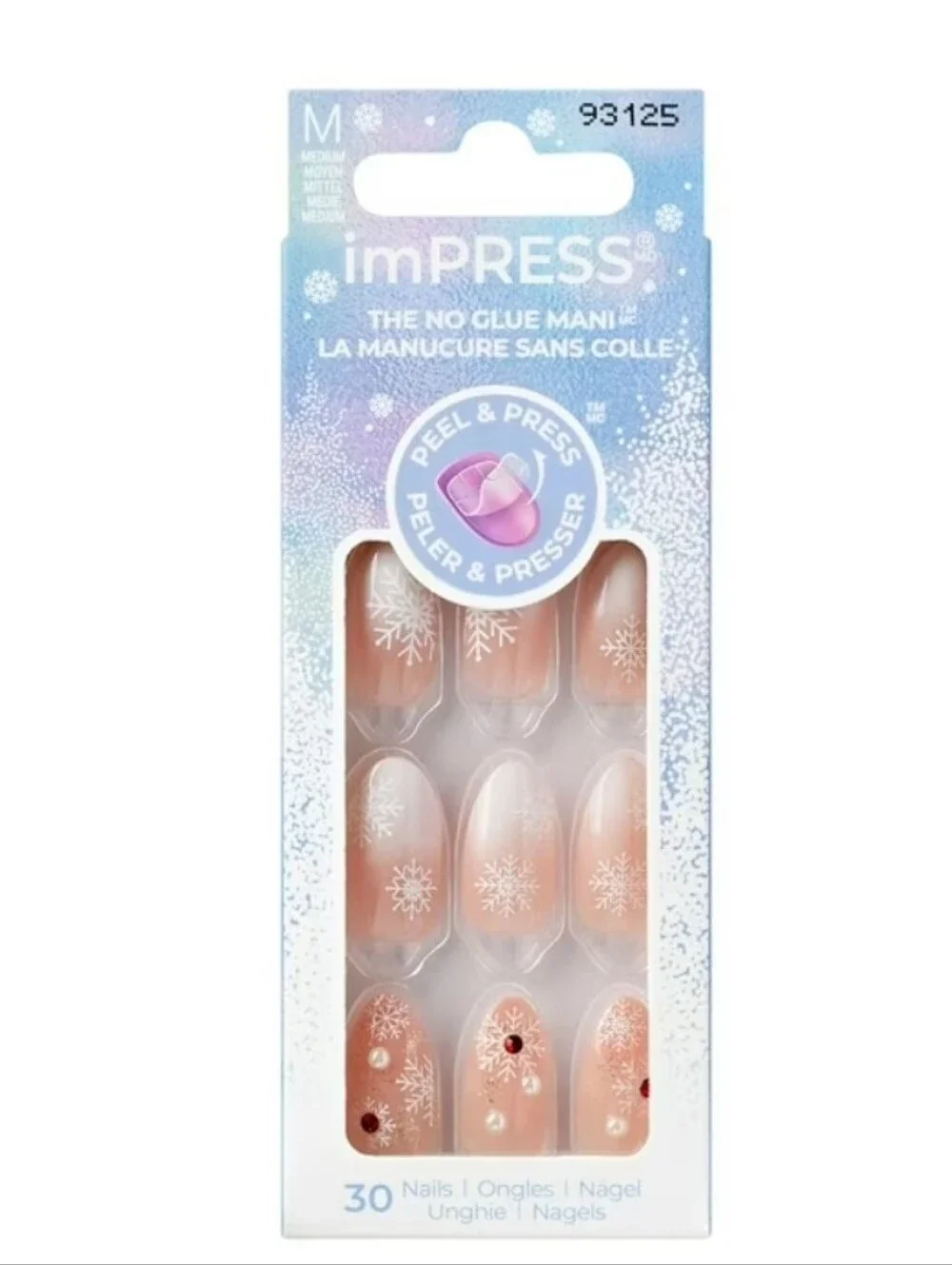 imPRESS Nails Timeless Carols IM23YX Snowflake Jeweled Press On Nails
